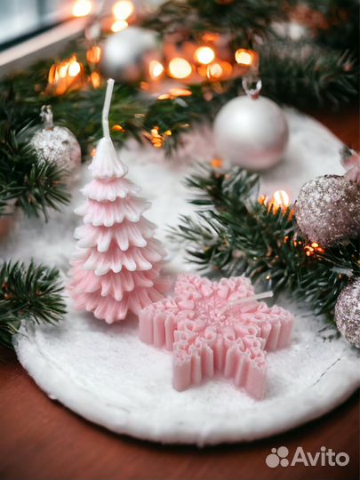 Набор новогодних свечей елочка, снежинка