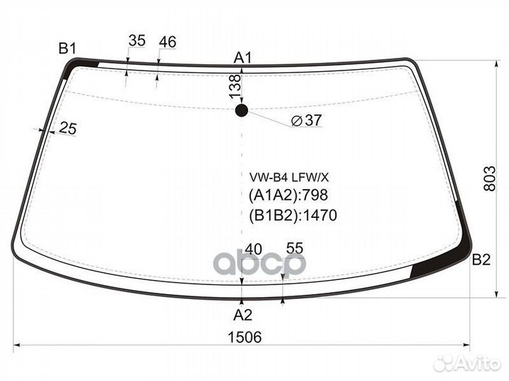 Стекло лобовое volkswagen passat B3/B4 4/5D 88