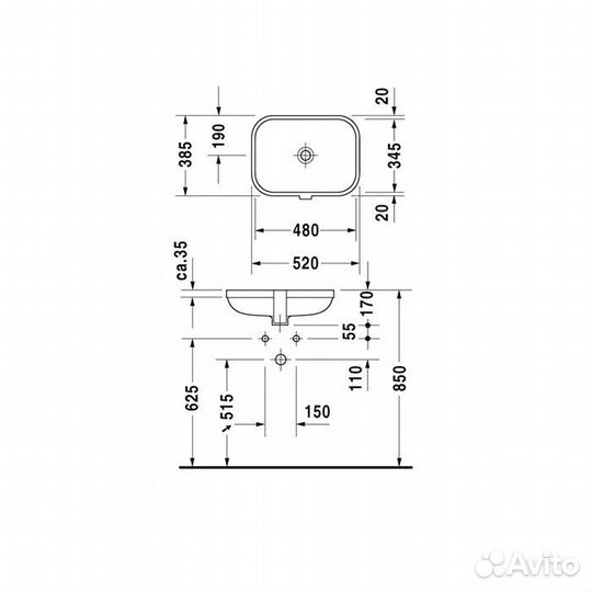 Раковина duravit встраиваемая снизу 480х345 мм