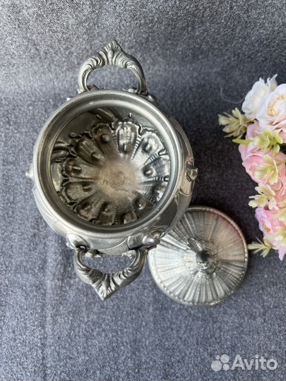 Сахарница винтажная оловянная