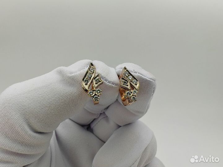 Пара серёг 583 пробы с бриллиантами. Рассрочка
