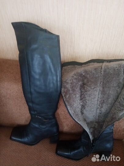 Сапоги ботфорты из натуральной кожи, цегейка в нут