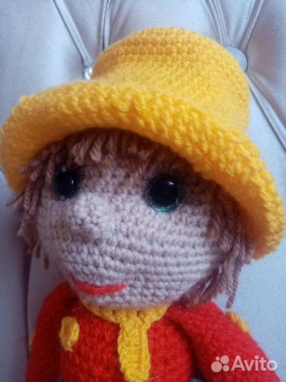 Мягкая вязаная игрушка ручной работы Домовёнок