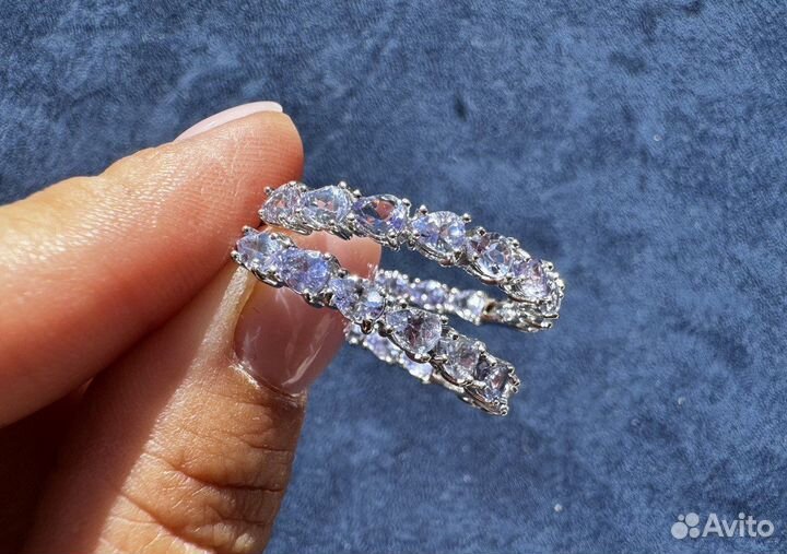 Серьги конго с танзанитами