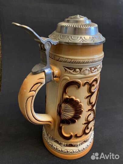 Немецкая керамич. пивная кружка (Gera) антикварная