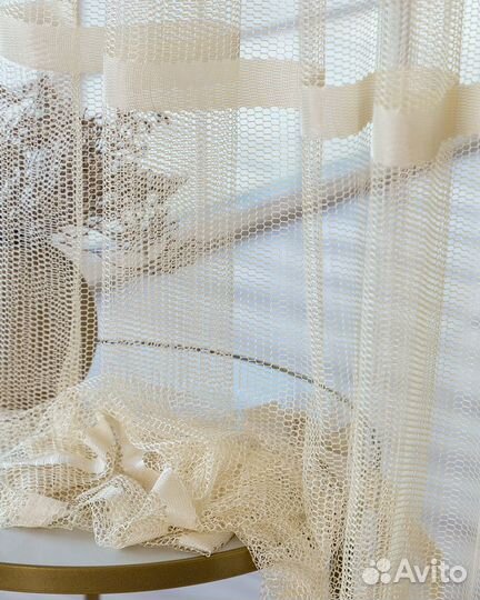 Тюль фрида айвори готовый на окна пошив