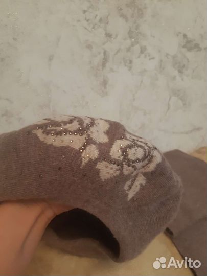 Комплект берет и шарф зимний шерстяной