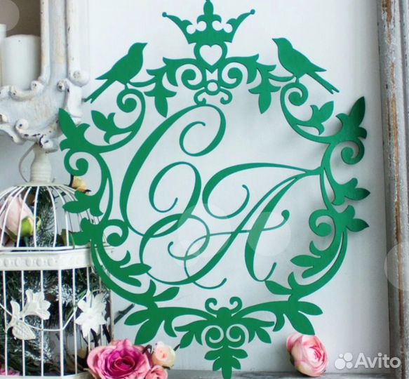 Монограмма на свадьбу из акрила, дерева