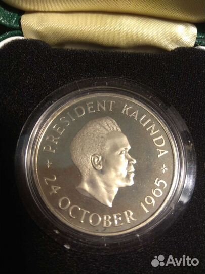 Замбия 1 квача. 1974 Юилейная. Proof