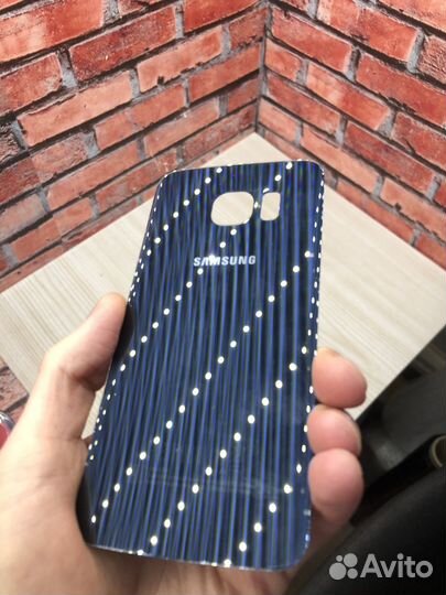 Задняя крышка Samsung G925F (S6 edge) синяя ориг