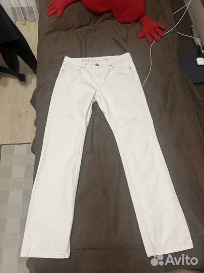 Белые широкие джинсы his