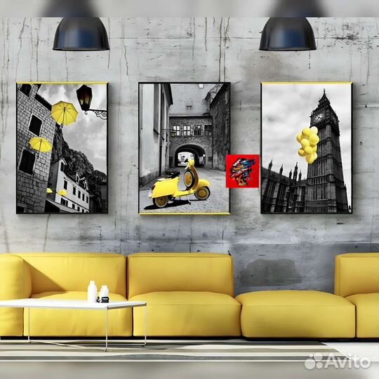 Картина современная популярная абстракция жёлтый