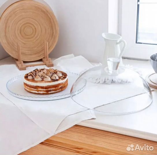 Тортовница стеклянная с крышкой