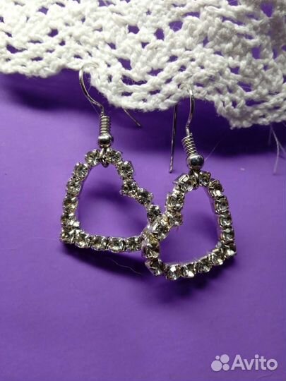 Серьги сердечки бижутерия ручной работы