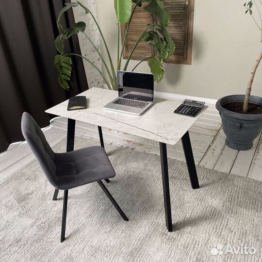 Компьютерный стол Ник. Керамогранит мрамор светлый