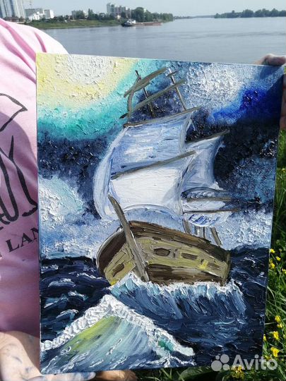 Картина корабль в шторм