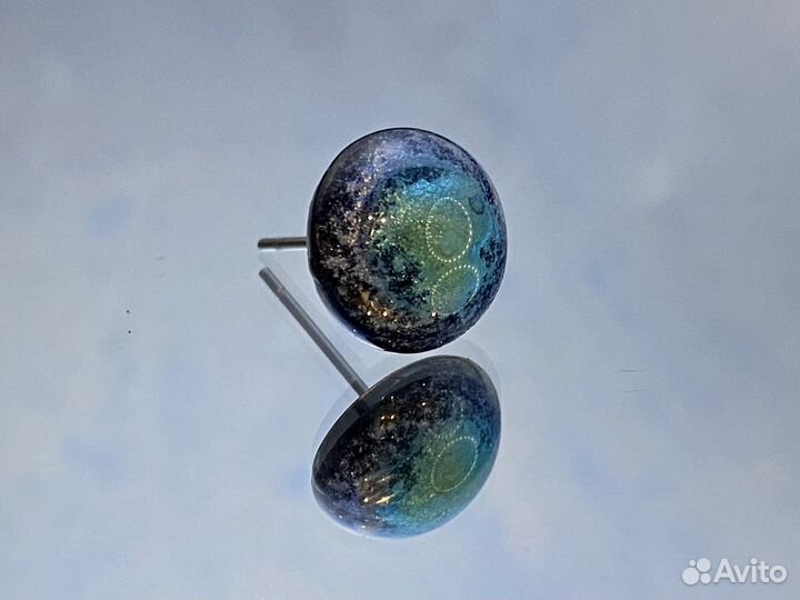Серьги гвоздики муранское стекло ручная работа