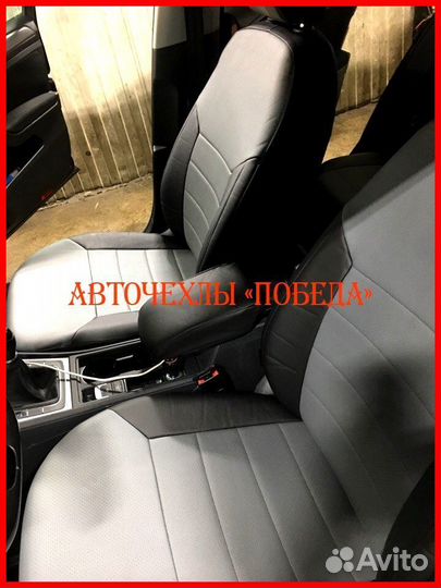 Чехлы Volkswagen Golf 7 из экокожи чёрно-серые