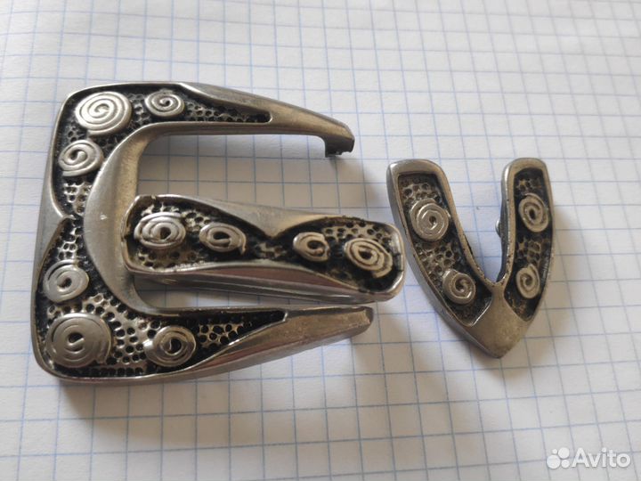 Фурнитура для мужского ремня, латунь, серебро