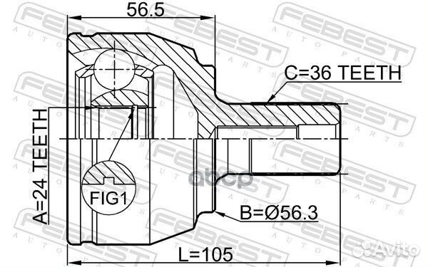 Шрус наружный 24x56 3x36 (ford focus II 2004-20