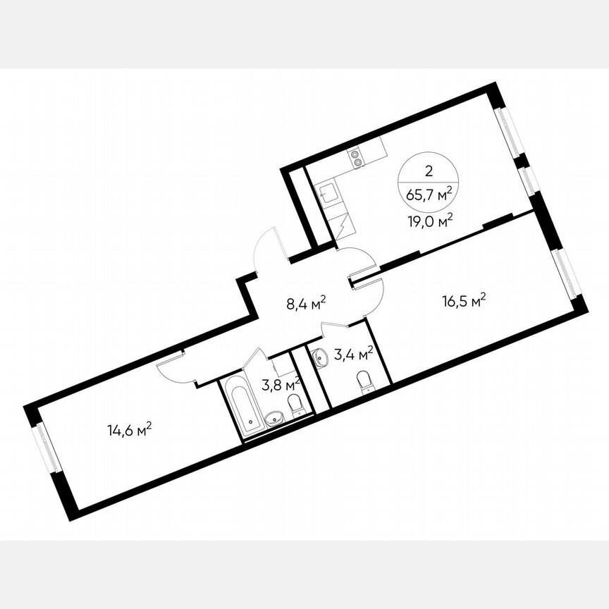 2-к. квартира, 65,7 м², 11/17 эт.