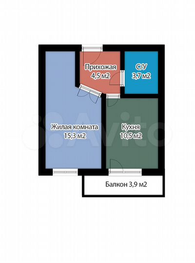 1-к. квартира, 34 м², 3/5 эт.