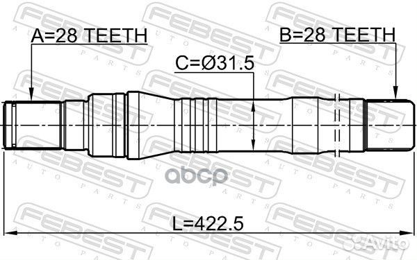 Полуось правая 28X423X28 1212-sfcmat Febest