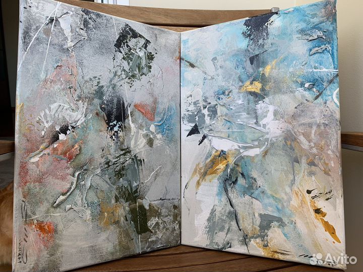 Картины 2 шт 27/40 абстракция, холст