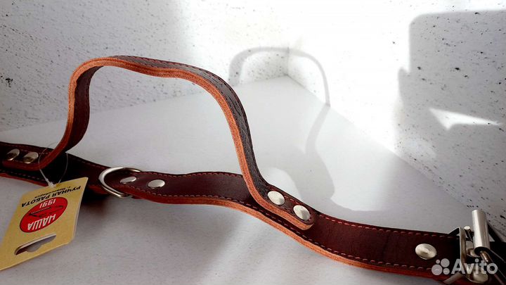 Кожаный ошейник с ручкой