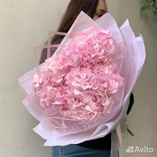 Букет из розовых гортензий 15 шт