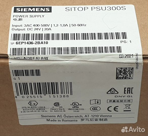 6EP1436-2BA10 блок питания PSU300S 20 A (24 V)