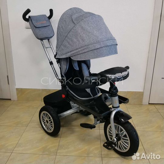 Детский велосипед трехколесный с ручкой luxmom