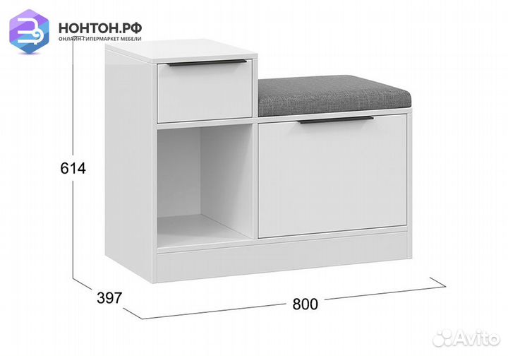 Тумба для обуви комбинированная Агата белая