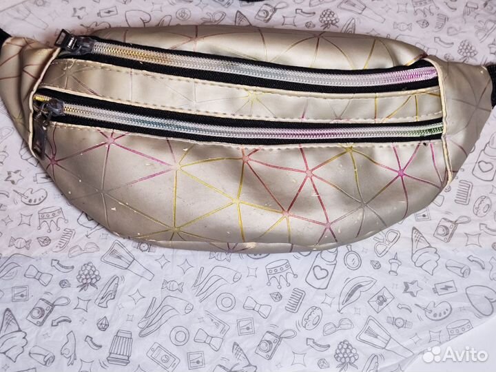 Сумка бананка на пояс голографическая