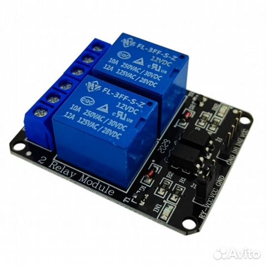 Модуль реле 12В 2-канала электромеханическое