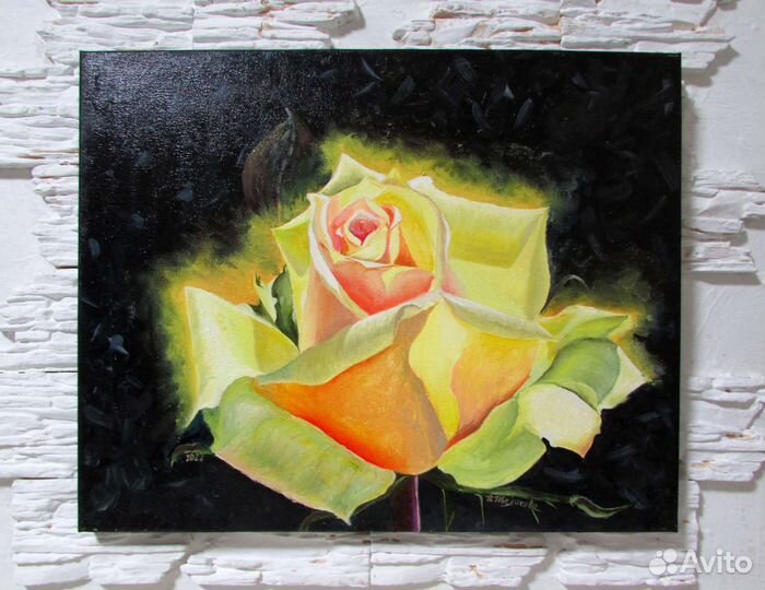 Картина маслом на холсте Жёлтая роза