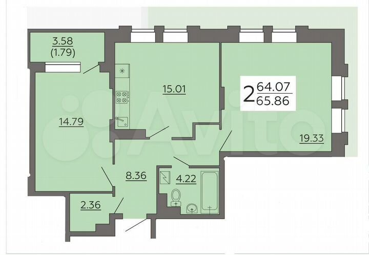 Квартира-студия, 29,1 м², 5/21 эт.