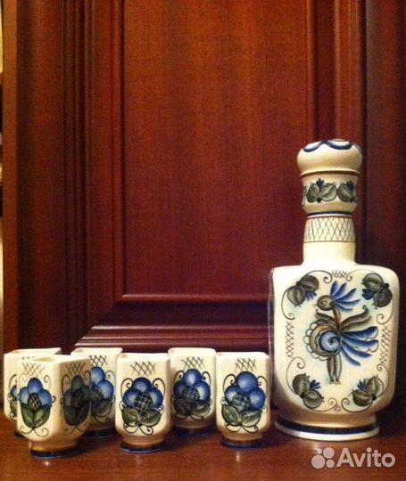 Штоф и 6 стопок Гжель СССР