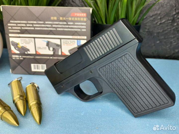 Зажигалка с портсигар Turbo газ ветроустойчивая