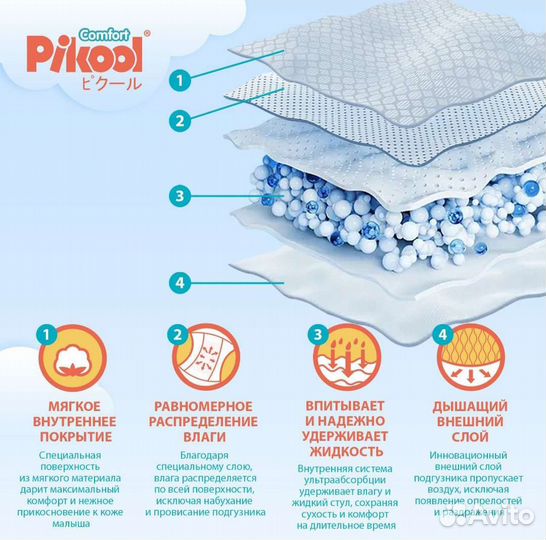 Подгузники трусики Pikool Comfort, размер L