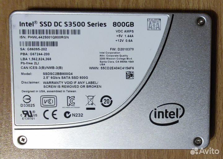 Intel SSD DC S3500 800GB 2.5 MLC