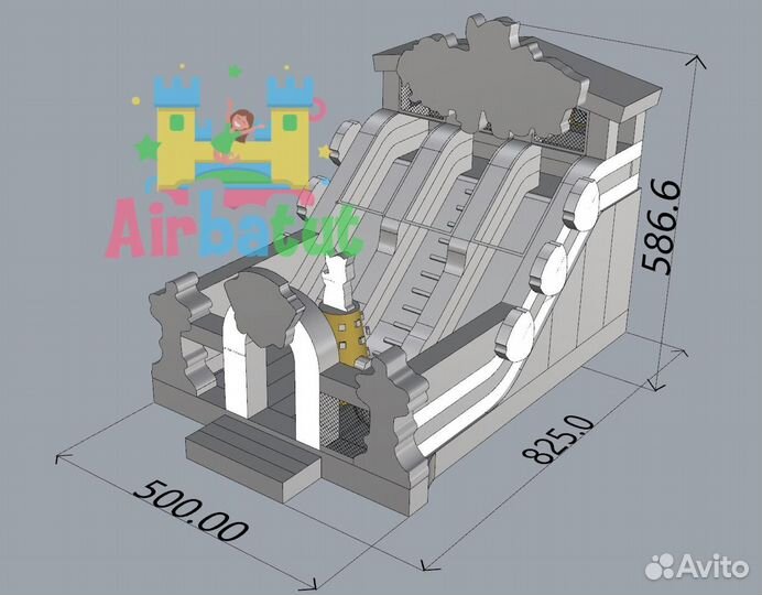 Батут надувной коммерческий аттракцион горка 5х11