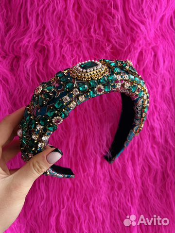 Изумрудный ободок в стиле Dolce&Gabbana