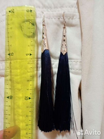 Сережки кисточки синие