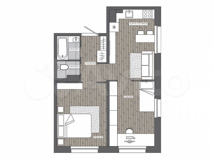 2-к. квартира, 44,4 м², 15/19 эт.