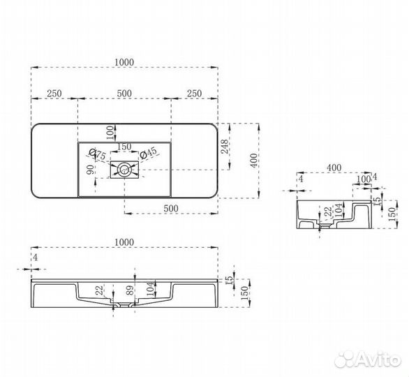 Раковина Solid Surface Vincea VWB-6S380MW