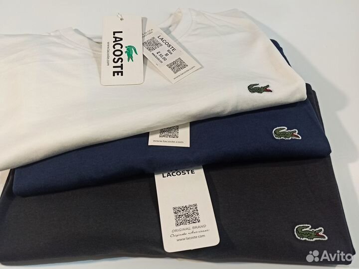 Lacoste Белый Черный Синий Premium Футболка