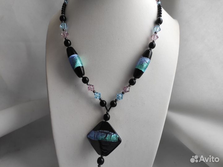Ожерелье с кулоном муранское стекло / swarovski