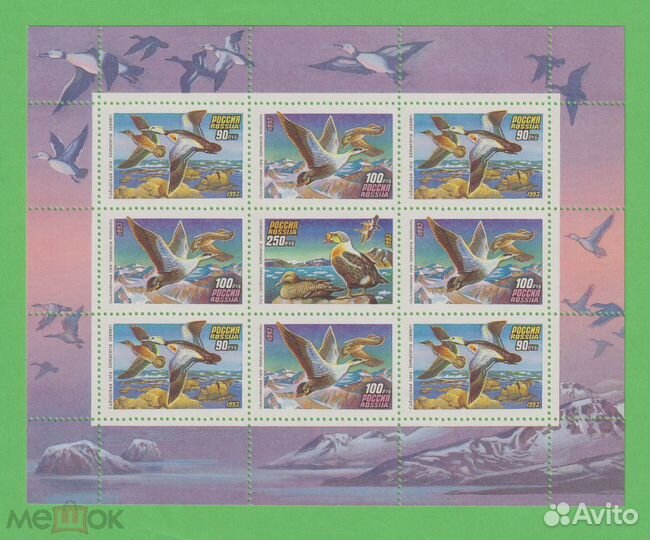 Россия Утки Малый лист Мл ** MNH 1993