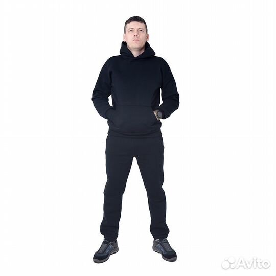 56481 Костюм спортивный мужской с начесом, тёмно-с